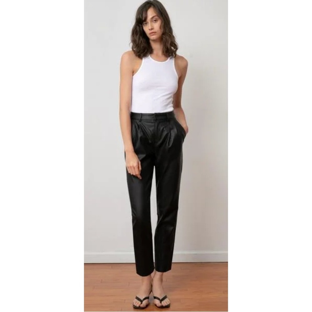 Pixie Market Jesse Leather Trousers Black‎ High Waisted Size Medium